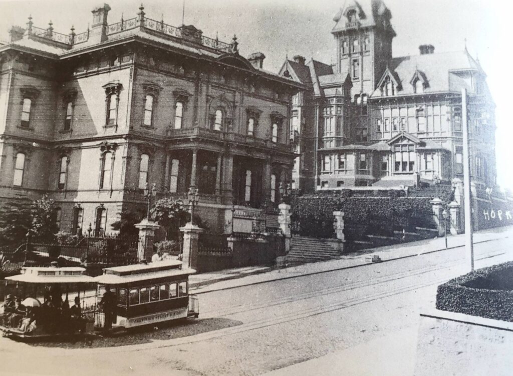 Photo of Stanford and Hppkins Mansion in 1883 prior to the San Francisco 1906 earthquake.