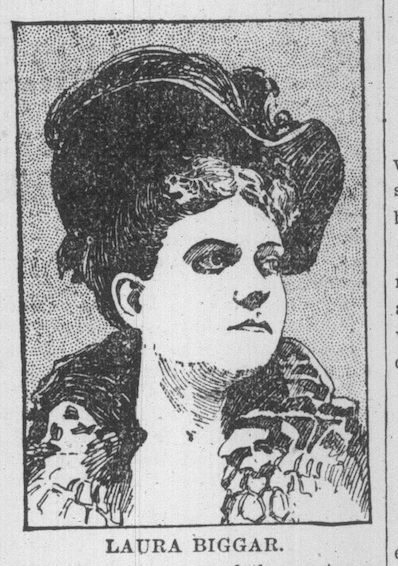 Newspaper sketch of actress Laura Beggar Bennett.